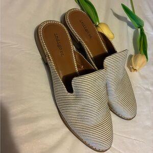 Indigo Women's Black and White Striped Mules
